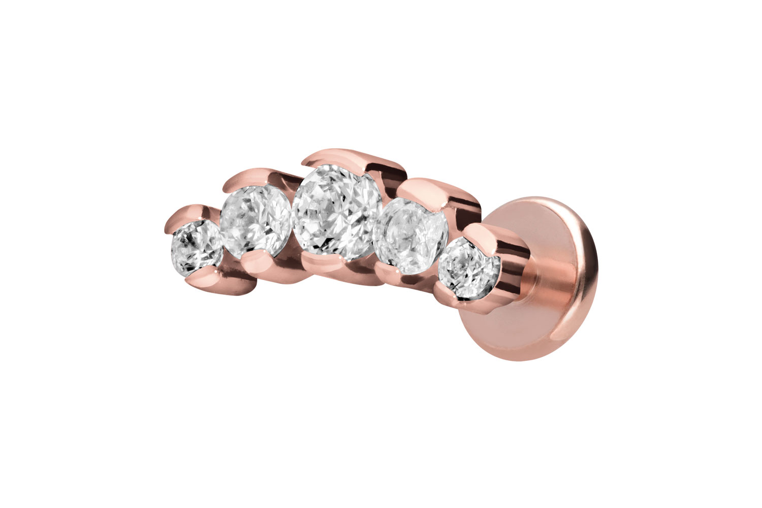 Titan Labret Piercing mit Innengewinde 5 EINGEFASSTE KRISTALLE